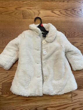 Calvin Klein Cream Plush Button-Front Pea Coat